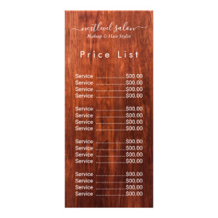 Elegante moderne Salon-Preisliste Rack Card  Werbekarte