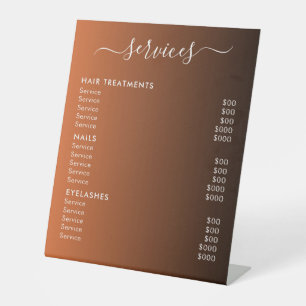 Elegante moderne Salon-Spa-Service-Preisliste Sockelschild