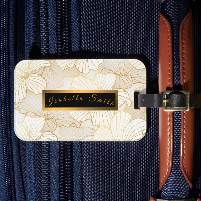 Elegante, moderne Sammlung von weißer Blumen Gepäckanhänger (Vorderseite Insitu 4)