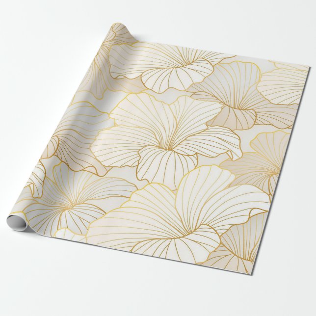 Elegante, moderne Sammlung von weißer Blumen Geschenkpapier (Ungerollt)