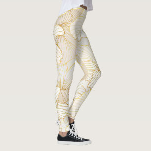 Elegante, moderne Sammlung von weißer Blumen Leggings