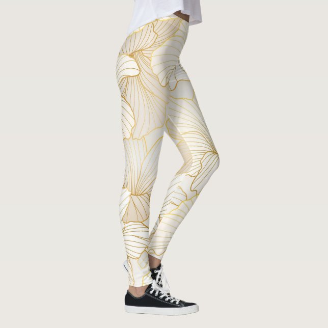 Elegante, moderne Sammlung von weißer Blumen Leggings (Rechts)