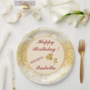 Elegante, moderne Sammlung von weißer Blumen Pappteller
