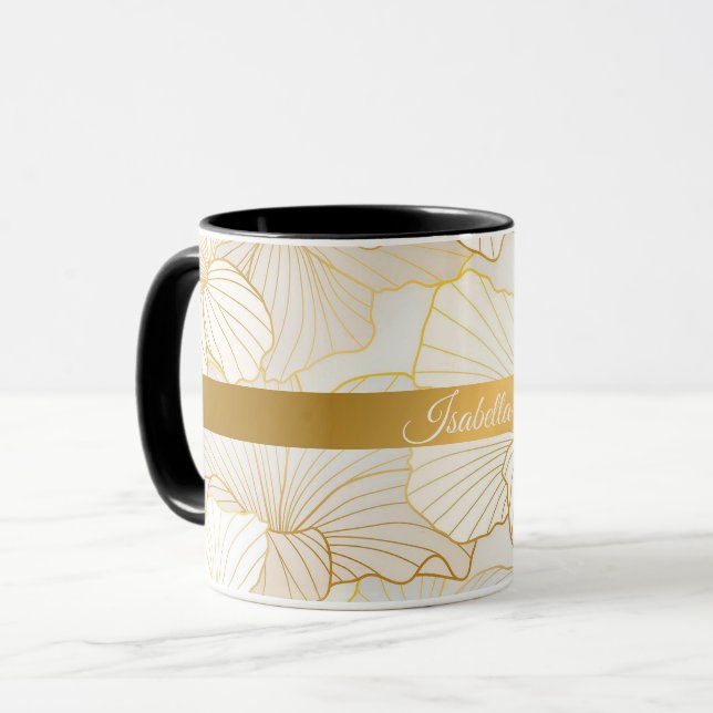 Elegante, moderne Sammlung von weißer Blumen Tasse (Vorderseite Links)