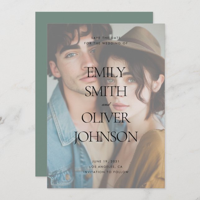 Elegante moderne saubere Verpackung Volles Foto Ho Save The Date (Vorne/Hinten)