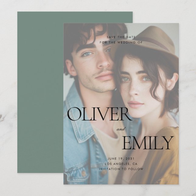 Elegante moderne saubere Verpackung Volles Foto Ho Save The Date (Vorne/Hinten)