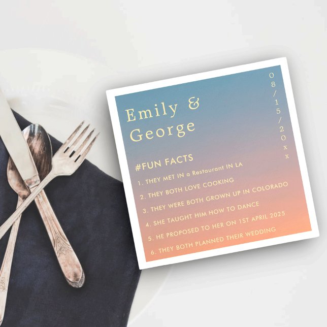 Elegante Moderne schicke Blue Orange Fun Fakten Ho Serviette (Von Creator hochgeladen)