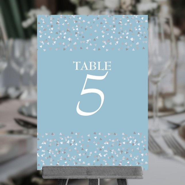 Elegante Moderne schicke Liebe Herz Confetti Tischnummer (Elegant Modern Chic Love Hearts Confetti Table Number)