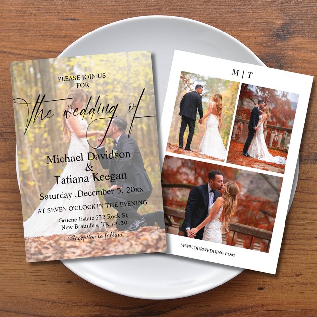 elegante moderne schicke Schrift 4 Fotos Hochzeit Einladung (Von Creator hochgeladen)