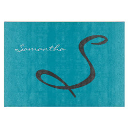 elegante, moderne schicke, trendige Monogramm aqua Schneidebrett