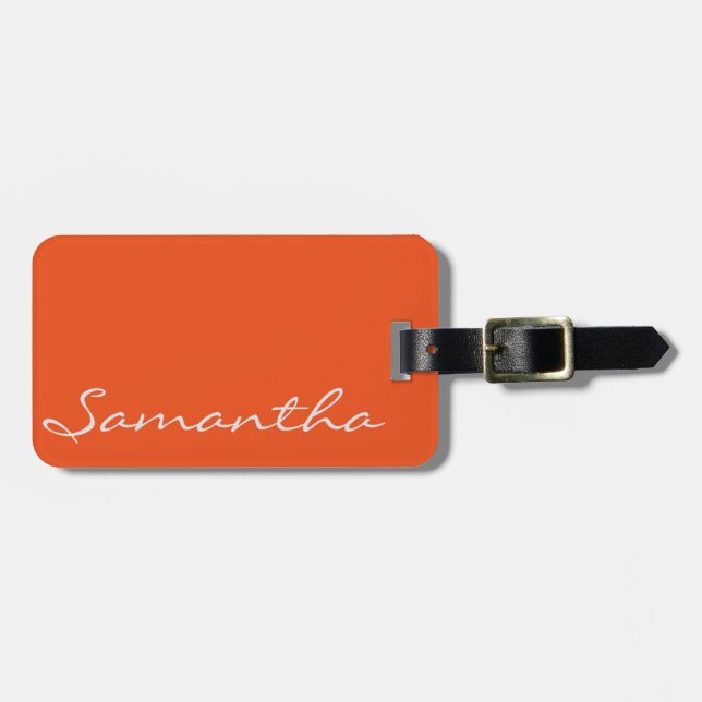 elegante, moderne schicke, trendige Monogramm-Oran Gepäckanhänger (Vorderseite horizontal)