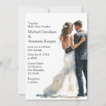 elegante moderne Schrift Budget-Hochzeitseinladung