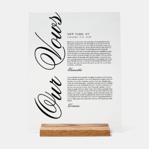 Elegante moderne Schrift Hochzeitsgelübde Acrylschild