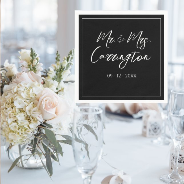 Elegante moderne Schrift Mr. Black Wedding Serviette (Von Creator hochgeladen)