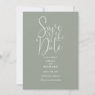 Elegante moderne Schrift Sage Green Hochzeit Save The Date