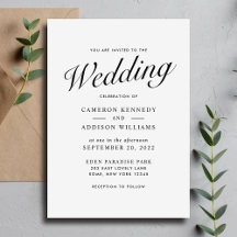 Elegante moderne Schrift Schwarz + Weiß Hochzeitse