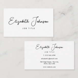 Elegante moderne Schriftart Chic Schwarz und Weiß Visitenkarte