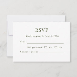 Elegante moderne Schriftart klassische RSVP-Karte RSVP Karte