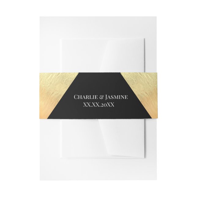 Elegante Moderne Schwarz & Gold Hochzeit Einladungsbanderole (Vorderseite Beispiel)
