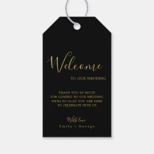 Elegante moderne Schwarz-Gold-Klassik-Hochzeit Geschenkanhänger