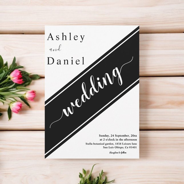 Elegante, moderne Schwarz-Weiß-Delikatesse Einladung (Von Creator hochgeladen)