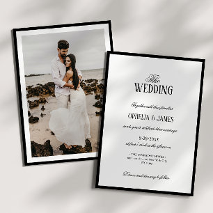 Elegante moderne Schwarz-Weiß-Foto-Hochzeit Einladung