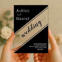 Elegante, moderne Schwarz-Weiß-Hochzeit Acryleinladungen