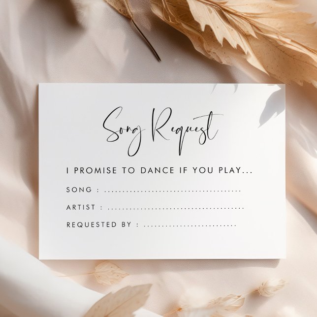 Elegante moderne Schwarz-Weiß Hochzeit Song Anfrag Begleitkarte (Von Creator hochgeladen)