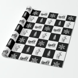 Elegante Moderne Schwarz-Weiß-Weihnachten Geschenkpapier