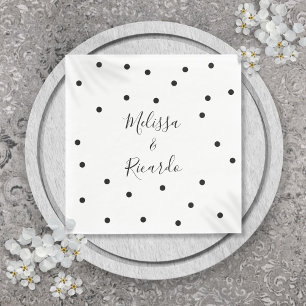 Elegante moderne schwarz-weiße Polka-Punkte Serviette
