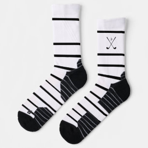 Elegante Moderne Schwarz-weiße Strip Golfer Socken