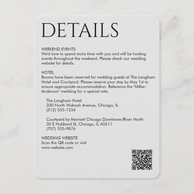 Elegante, moderne, schwarze Details Begleitkarte (Vorderseite)