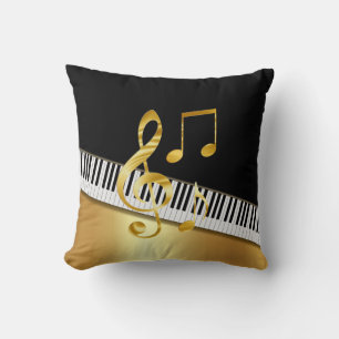 Elegante moderne schwarze goldene Noten, Klavierta Kissen