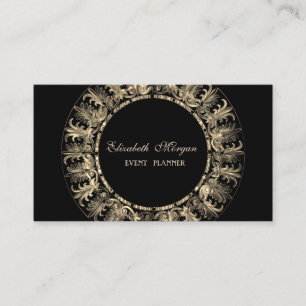 Elegante moderne, schwarze, goldene Rahmen-Wirbel Visitenkarte