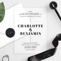 Elegante Moderne Schwarze Hochzeit Acryleinladungen