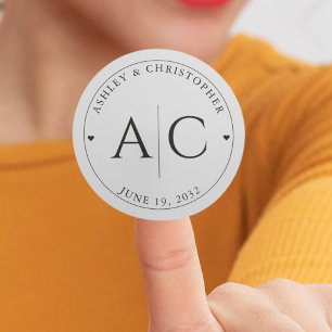 Elegante Moderne Schwarze Hochzeit Runder Aufkleber