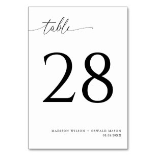Elegante moderne Schwarze Kalligraphie Hochzeit 28 Tischnummer