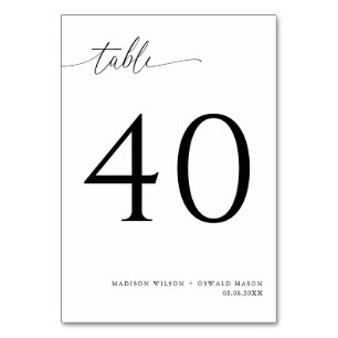 Elegante moderne Schwarze Kalligraphie Hochzeit 40 Tischnummer