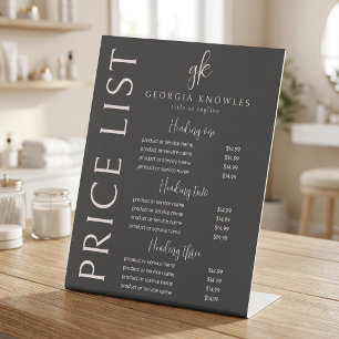 Elegante moderne schwarze rosafarbene Preisliste Sockelschild