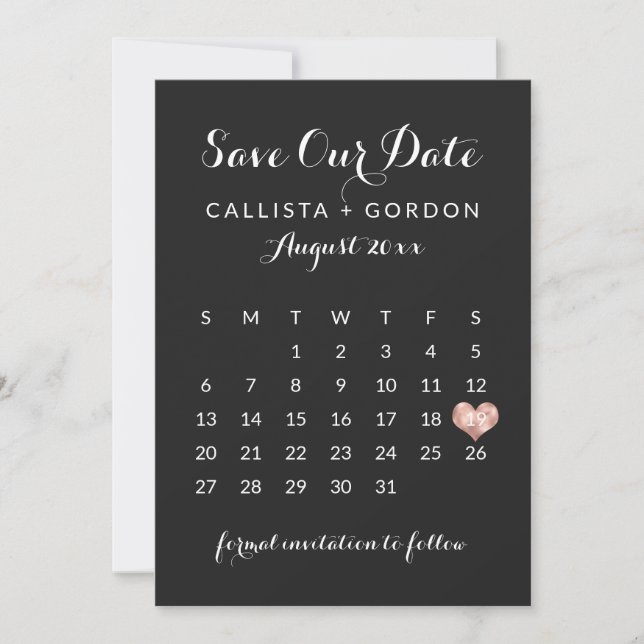 Elegante Moderne Schwarze Rose Save The Date (Vorderseite)