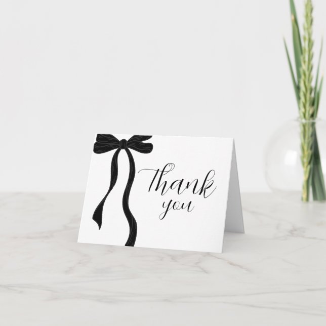 Elegante moderne schwarze Schleifen-Geburtstag Dankeskarte (Vorderseite)