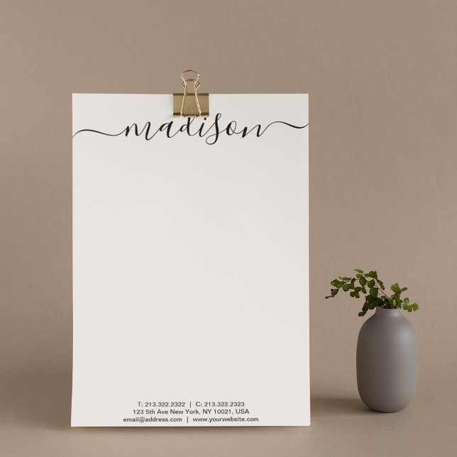 Elegante moderne Schwarze Typografie Monogram Mail Briefbogen (Von Creator hochgeladen)