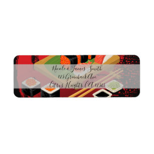 Elegante moderne schwarze und rote Sushi-Party-Ver