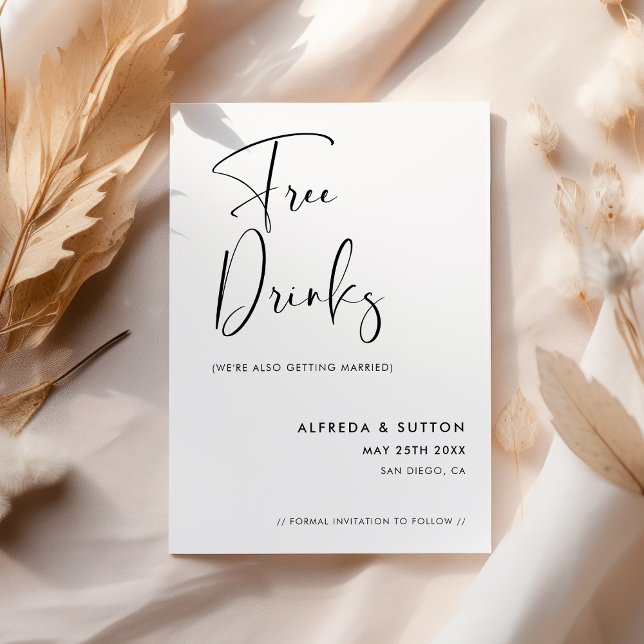 Elegante & moderne, schwarze und weiße Getränke Save The Date (Von Creator hochgeladen)