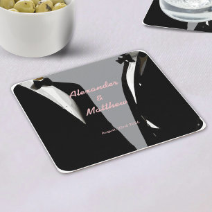 Elegante moderne schwule Hochzeit grau schwarzer S Rechteckiger Pappuntersetzer