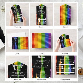 Elegante moderne schwule Hochzeit Regenbogen All In One Einladung