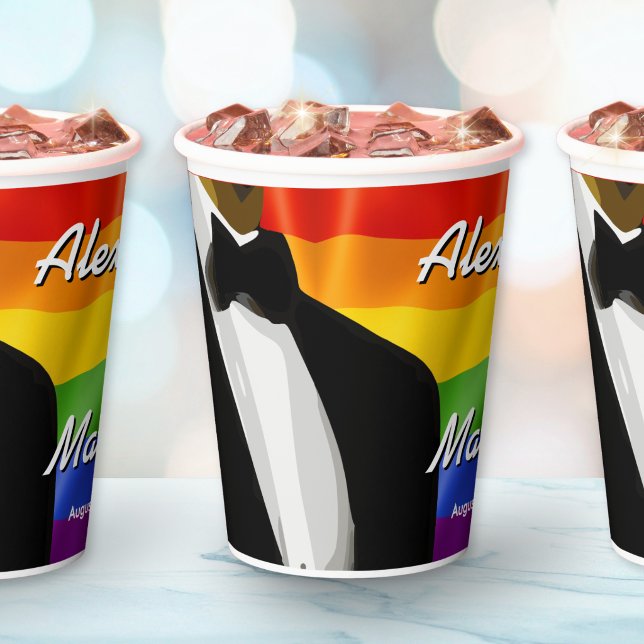 Elegante moderne schwule Hochzeit Regenbogen Pappbecher (Von Creator hochgeladen)