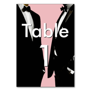 Elegante moderne schwule Männer rosa Hochzeit Tischnummer