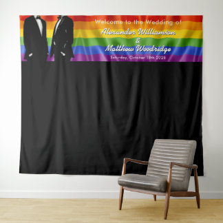 Elegante moderne schwule Regenbogen-Hochzeitsdekor Wandteppich