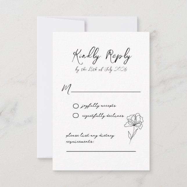 Elegante moderne Script-Antwort-Karte RSVP Karte (Vorderseite)